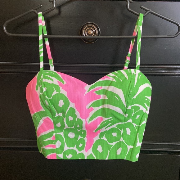 Lilly Pulitzer Parfait Crop Top and Skirt Set in Pink Pout Flamenco (Pineapple) - Picture 3 of 6